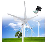 Turbina eólica, 12000 W CC 12 V/24 V/48 V, generador con kit de 5 aspas, turbina eólica con controlador híbrido solar y eólico, generador de molino de viento para complementar la energía de los hogare
