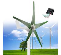 Turbina eólica, 12000 W CC 12 V/24 V/48 V, generador con kit de 5 aspas, turbina eólica con controlador híbrido solar y eólico, generador de molino de viento para complementar la energía de los hogare