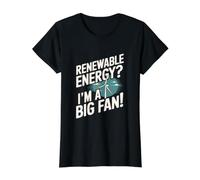 Turbina Eólica de Energía Renovable - Funny Earth Day Camiseta gráfica económica, Mujer, Negro, M