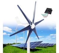 Turbinas Eólicas, Generador de Viento Pequeño 5 Aspas 12V/24 /48V, Piezas y Accesorios Energía Solar, Eólica e Industrial 12000W, CA Trifásico con Controlador,Navy-12V