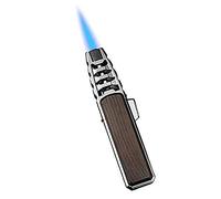 Turbine Torcher, Torch Lighter Jet Flame Refillable Butane Lighter Windproof Lighter with Punch, Adjustable Torch Lighter, for Candle Camping BBQ Kitchen, Butane Not Included - Gift Box (Brown)