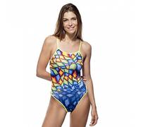 Turbo - Bañador Mujer Crystal Azul Profesional Señora, Traje de Baño de Natacion Entrenamiento Competicion, Tira Estrecha Doble Capa (4XL)