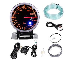 Turbo Boost Gauge, Akozon Turbocompresor 2,5 pulgadas 60mm 3.0 Bar LED Modificación del coche Turbo Boost Medidor Medidor Puntero DC12V