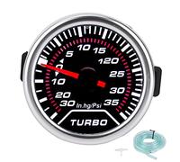 Turbo Boost Gauge, Universal Plastic Turbo Boost Gauge Medidor de presión de vacío 35PSI Lente de tinte de humo Dial LED 52mm
