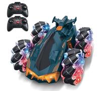 TURBO CHALLENGE - Double Racer - Drift & Spray - 098505G - Coche Control Remoto - Azul - 1/14 - Listo para Rodar - Plástico - Juguete para Niños - Regalos - A Partir de 5 años