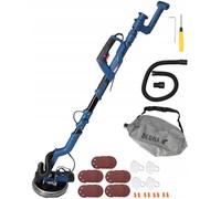 Turbo DEDRA DED7766A01 - Lijadora en seco con caja de cambios, jirafa, 750 W, 225 mm, 1850 rpm, LED, para trabajos de yeso y masilla, mango plegable, posibilidad de conexión al aspirador