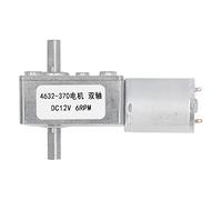 Turbo Geared Motor, DC12V High Torsion Micro Gearbox with Perpendicular Dual Shaft Output, Aluminum Brass Construction for Window Opener Door Opener Small Winch Applications (6RPM)