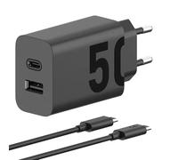 Turbo Power - Cargador para Motorola MC-507 (50 W, USB, cable de carga, cable de datos y adaptador para Motorola Edge 40, 30, 20, Moto G84, G82, G73, G54, G53, G52, G31, G23, G22, Moto G9, G8, G7)