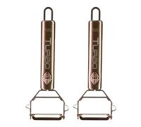 TURBO PRODUKTE 2 peladores de acero inoxidable para frutas y verduras - hacia adelante y hacia atrás con hoja de péndulo para zurdos y diestros - función 3 en 1