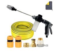 Turbo Washer Pistola para manguera de jardín, boquilla de alta presión, pistola de agua con 3 modos de pulverización, accesorio de metal para jardín (set B + 5 m de tubería de agua)