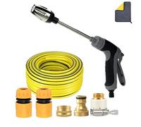 Turbo Washer Pistola para manguera de jardín, boquilla de alta presión, pistola de agua con 3 modos de pulverización, accesorio de metal para jardín (set 5 m de tubería de agua)