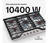Turbocast Placa de gas | Acero inoxidable 304 | 5 quemadores | Soporte profesional de hierro fundido | Quemador wok Klarstein