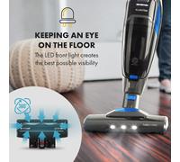 KLARSTEIN TurboHybrid - Aspirador Escoba sin Cable, Aspiradora ciclón sin Bolsa, para Suelos y de Mano, Cepillo motorizado, Batería Iones de Litio de 25, 2V, Luces LED, 2 potencias, Boquillas, Azul