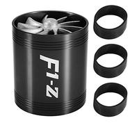 Turbonador de entrada de aire-Duokon Car Air Intake Turbo, Auto Turbonator Turbina de doble ventilador Super cargador Gas combustible Ahorrador Turbo reemplazo(Negro)