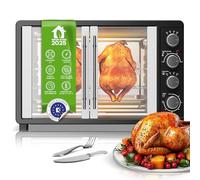 TurboTronic - Mini horno con recirculación de aire, 45 l, negro, 2000 W, pincho giratorio, temporizador, mini horno para pizza, bandeja de horneado, iluminación interior