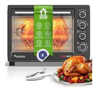 TurboTronic Mini Horno de Convección con Asador Giratorio, 35L, 1600W - Horno de Sobremesa Compacto, Incluye 2 Bandejas para Hornear, Ideal para Camping y Cocina