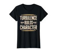 Turbulence Builds Character Resiliencia de los Viajes aéreos Camiseta gráfica económica, Mujer, Negro, M