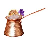 turca - Olla de cobre clásica, retro | Cocina antigua con ancha, construcción duradera, mango largo para el hogar, cafetería, cocina, elaboración tradicional, servir y St