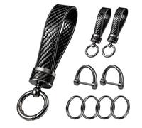 Turcee Kit de 2 llaveros de fibra de carbono para coche, regalo para hombres y mujeres, resorte de liberación rápida con anillo en D, organizador de llavero antipérdida