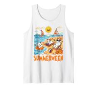 Turco Van Cat Spooky Summerween Vacaciones Tropical Beach Camiseta sin Mangas