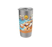 Turco Van Cat Spooky Summerween Vacaciones Tropical Beach Vaso térmico de acero inoxidable de doble pared