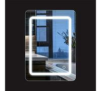 Turefans Espejo baño, Espejo baño con luz, Interruptor táctil, 9W, Esquinas Redondeadas, Impermeable, LED Blanco frío, 50 * 70cm