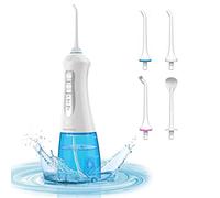 TUREWELL eléctrico irrigador dental con 3 modos y 6 boquillas, IPX7, resistente al agua, USB portátil, 300 ml, irrigador bucal inalámbrico para familia y viajes