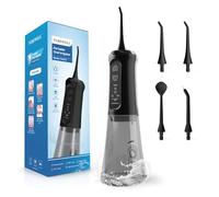 TUREWELL Irrigador Bucal Portatil de 310 ML con 5 Modos, 4 Boquillas, Irrigador Dental Recargable IPX7 Impermeable al Agua para el Hogar y Los Viajes, Mejora la Salud Dental