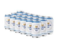 TURIA - Cerveza 0,0 Tostada Sin Alcohol | Pack 24 Latas 33cl | Malta Tostada de Sabor Intenso | Elaboración Tradicional Valenciana | Artesanal 0,0 con Aroma Suave y Final Equilibrado