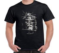 Turin Shroud Camiseta Black Graphic Unisex Tee Shirt, Negro , S