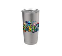 Turistas extraterrestres divertidos en París, viajeros Vaso térmico de acero inoxidable de doble pared