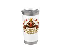 Turkey Bowl Champs Football Thanksgiving Graphic Vaso térmico de acero inoxidable de doble pared