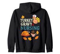 Turkey Gravy and Nursing Funny Thanksgiving Autumn Vibes Sudadera con Capucha
