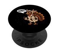 Turkey Moo Funny Thanksgiving Cow Meme para Hombre y Mujer PopSockets PopGrip Adhesivo