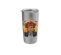 Turkey Riding Monster Truck Funny Día de Acción de Gracias Peregrino Vaso térmico de acero inoxidable de doble pared