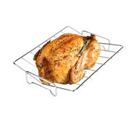 Turkey Roasting Pan - Adjustable Turkey Roasting Rack, V Shaped Chicken Roastings Rack For Ovens, Non-Stick Safe Coating Heavy-duty Turkey's Racks For Roastings Pan, 2-in-1 Rib Racks For Smoker Grill