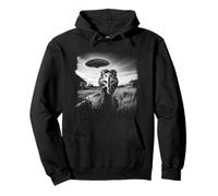 Turkey Selfie UFO Funny Black & White Thanksgiving Vintage Sudadera con Capucha