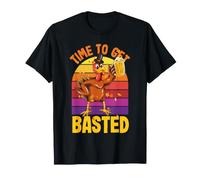Turkey Time To Get Basted Retro Happy Thanksgiving Hombres Mujeres Camiseta