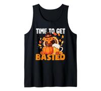 Turkey Time To Get Basted Retro Happy Thanksgiving Hombres Mujeres Camiseta sin Mangas