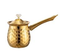Turkish Coffee Pot Cafetera turca versátil hecha a mano con tapa de asa estable de acero inoxidable(Gold-600ml)