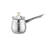Turkish Coffee Pot Cafetera turca versátil hecha a mano con tapa de asa estable de acero inoxidable(Silver-200ml)
