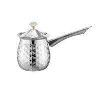 Turkish Coffee Pot Cafetera turca versátil hecha a mano con tapa de asa estable de acero inoxidable(Silver-400ml)
