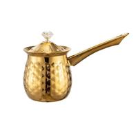 Turkish Coffee Pot Cafetera turca versátil hecha a mano con tapa de asa estable de acero inoxidable(Gold-400ml)