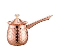 Turkish Coffee Pot Cafetera turca versátil hecha a mano con tapa de asa estable de acero inoxidable(Rose Gold-600ml)