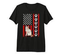 Turkish Van Cat 4th of July Patriotic American Flag Paws Camiseta Premium