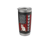 Turkish Van Cat 4th of July Patriotic American Flag Paws Vaso térmico de acero inoxidable de doble pared