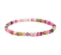 Turmalina arcoíris natural de 4 mm | Forma redonda, corte liso | 18 cm | Gema multicolor | Pulsera elástica energética | Pulsera curativa | Joyería artesanal | LSB_02026