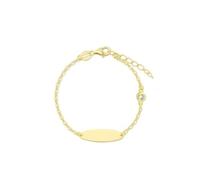 Turmalina by martina Turmalina - Pulsera esclava ID dorada de Plata de Ley 925 bebé o niña, pulsera con placa, largo de 11 más 2,5 cm de extensor de la marca de joyería