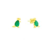 Turmalina - Pendientes dinosaurios de Plata de Ley 925, pendientes con dinosaurio piedra color esmeralda, dorados, tamaño de 8 mm, de la marca de joyería Turmalina by Martina