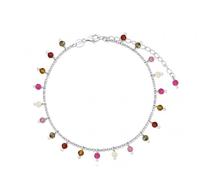 Turmalina - Pulsera tobillera plata bolitas de colores, pulsera para tobillo, brazalete para tobillo, pulsera para la playa pie, regalo para mujer verano para mujer y niña